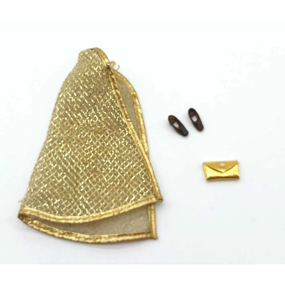 Vtg Topper Dawn #0814 All That Glitters Gold Mesh Cape Shoes Handbag Purse Set